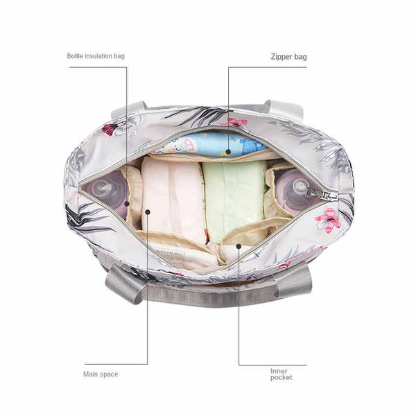 Black Versatile Nappy Bag Tote Lightweight Diaper With Insulated Pocket & Crossbody Strap Nappy Bags