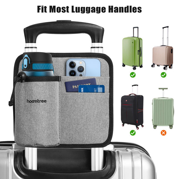 2 Pcs Black Hands Free Luggage Handle Travel Cup Holder & Organizer Pouch Other Travel Accessories