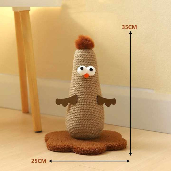 Beige Adorable Chick Cat Scratching Post Durable Sisal Rope Scratcher Toy For Cats & Kittens Furniture & Scratchers