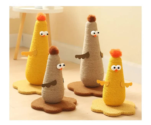 Coffee Adorable Chick Cat Scratching Post Durable Sisal Rope Scratcher Toy For Cats & Kittens Furniture & Scratchers