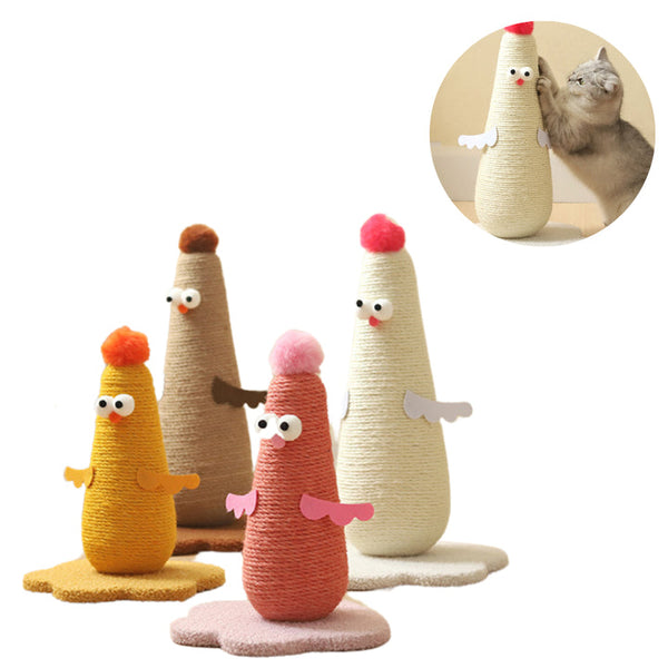 Coffee Adorable Chick Cat Scratching Post Durable Sisal Rope Scratcher Toy For Cats & Kittens Furniture & Scratchers