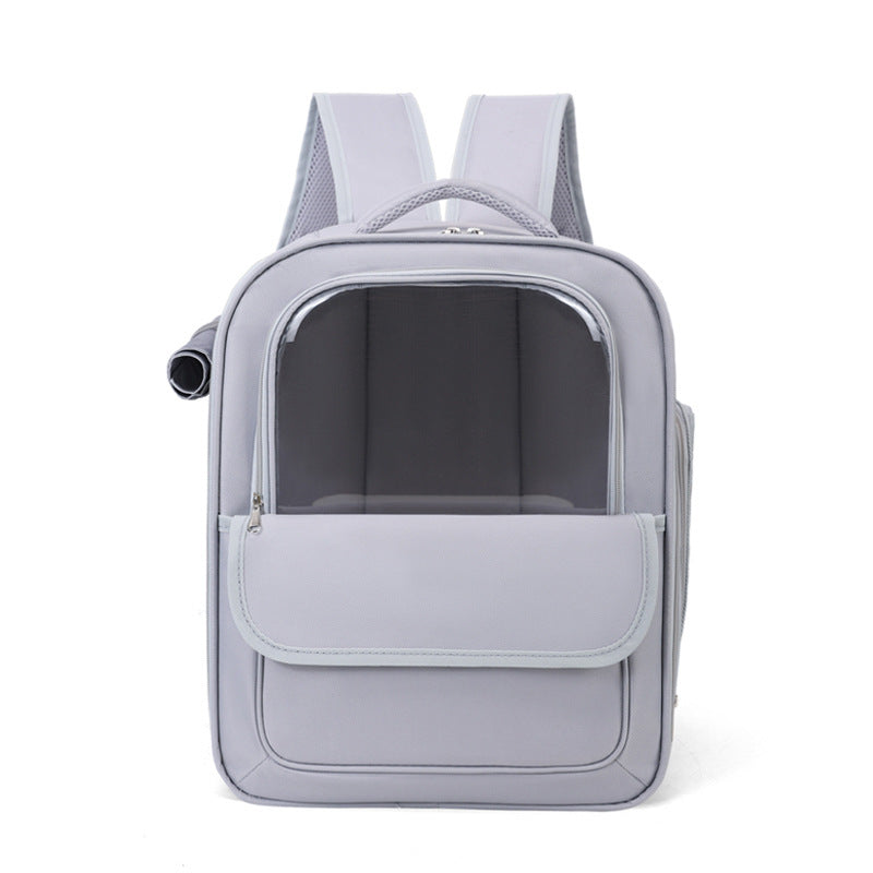 Grey Spacious Pet Carrier Backpack With Clear Window Comfortable Travel Bag For Cats & Small Dogs Small Animal Supplies