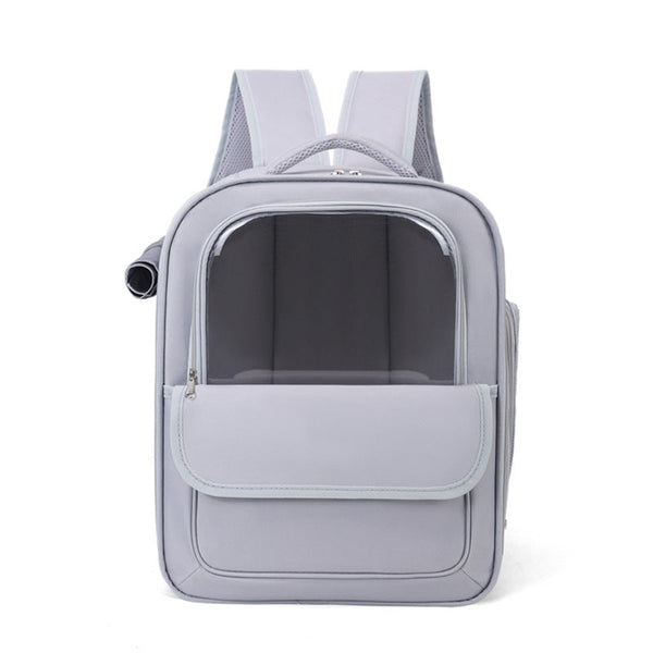 Grey Spacious Pet Carrier Backpack With Clear Window Comfortable Travel Bag For Cats & Small Dogs Small Animal Supplies