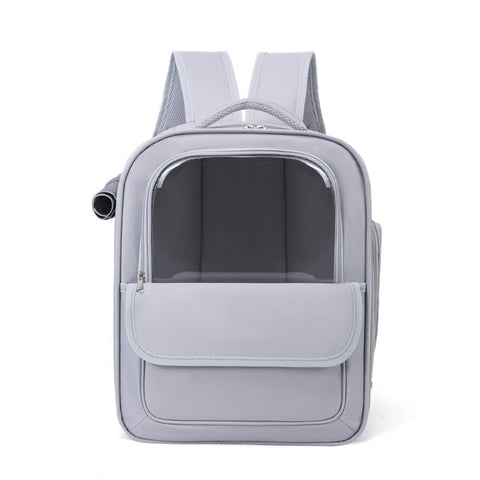 Grey Spacious Pet Carrier Backpack With Clear Window Comfortable Travel Bag For Cats & Small Dogs Small Animal Supplies
