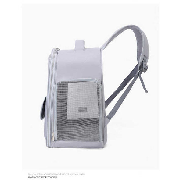 Grey Spacious Pet Carrier Backpack With Clear Window Comfortable Travel Bag For Cats & Small Dogs Small Animal Supplies