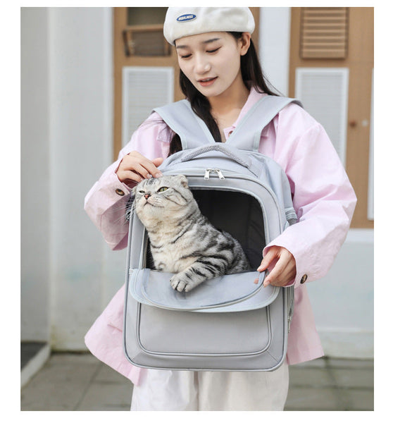 Elosung Beige And Pink Spacious Pet Carrier Backpack With Clear Window Comfortable Travel Bag For Cats Small Dogs Small Animal Supplies