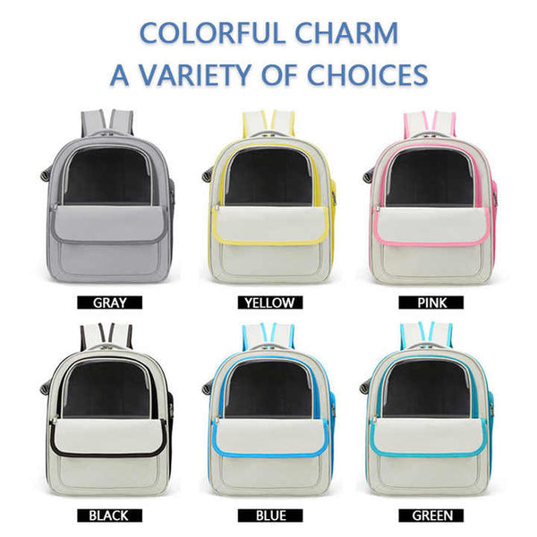 Beige And Green Spacious Pet Carrier Backpack With Clear Window Comfortable Travel Bag For Cats Small Dogs Small Animal Supplies