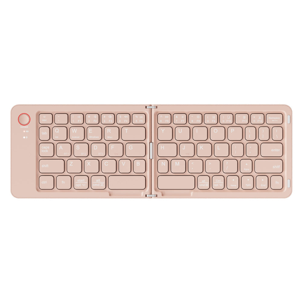 Pink Ultra Slim Foldable Bluetooth Keyboard Portable Wireless Rechargeable Travel For Ios Android Windows Devices Keyboards
