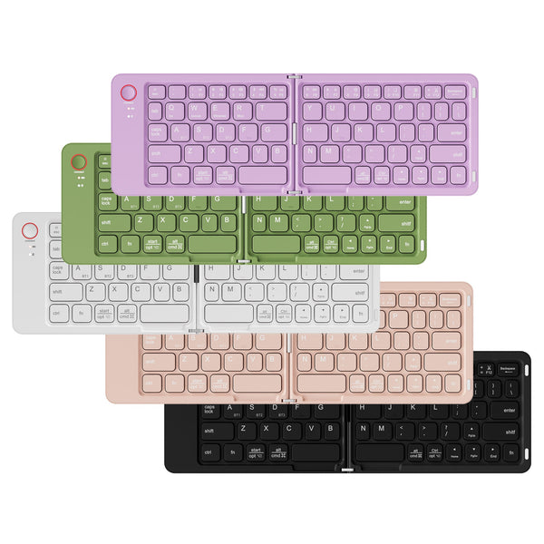 White Ultra Slim Foldable Bluetooth Keyboard Portable Wireless Rechargeable Travel For Ios Android Windows Devices Keyboards