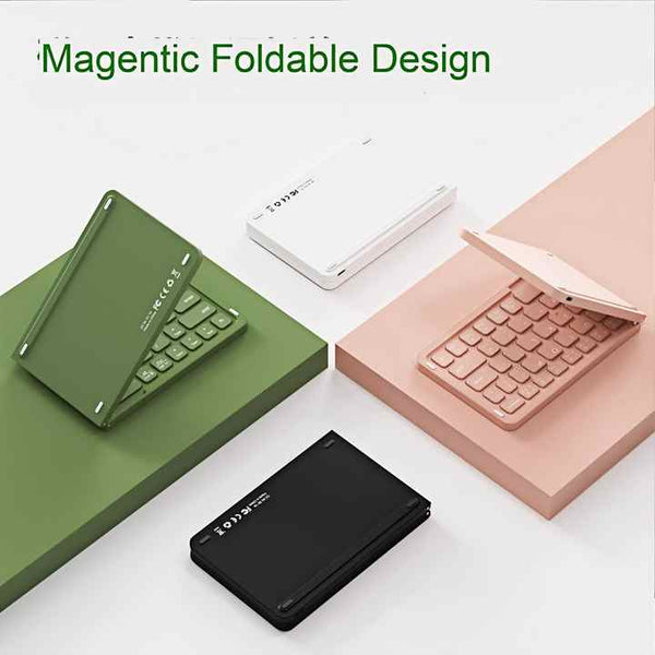 White Ultra Slim Foldable Bluetooth Keyboard Portable Wireless Rechargeable Travel For Ios Android Windows Devices Keyboards