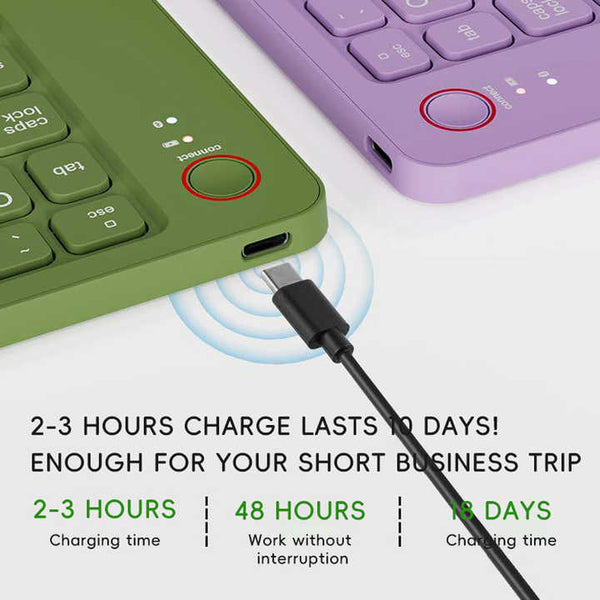 Green Ultra Slim Foldable Bluetooth Keyboard Portable Wireless Rechargeable Travel For Ios Android Windows Devices Keyboards