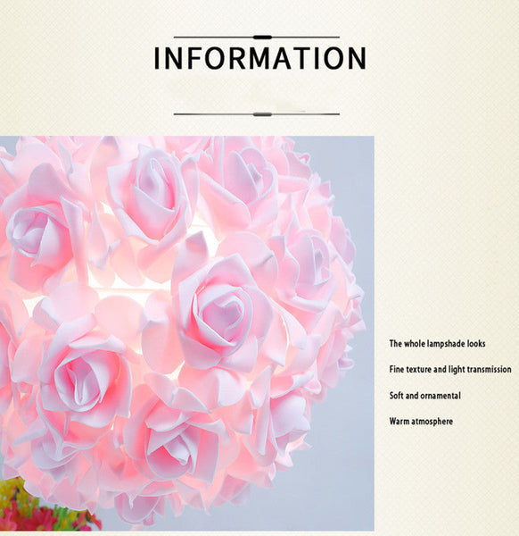 Pinkyellow Roses And Silver Base Romantic Red Flower Table Lamp Crystal Heart Accent Bedside Night Light Lamps