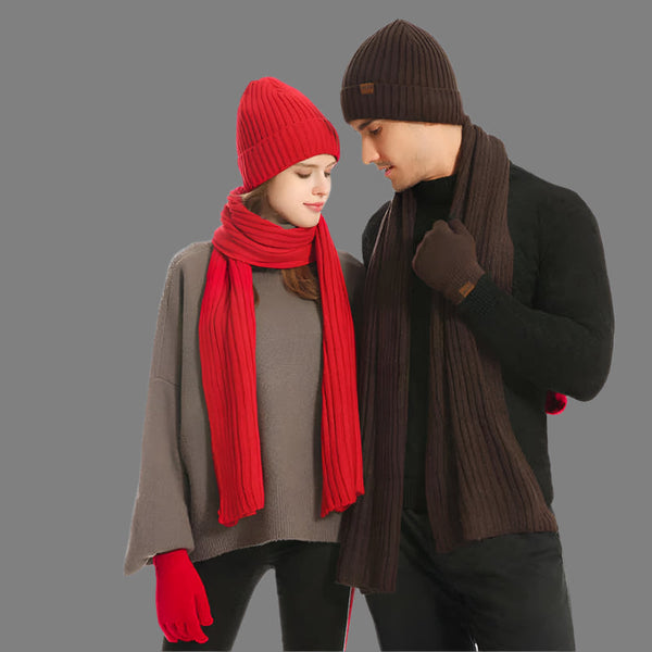 Elosung Navy Blue Men's 3 Piece Winter Warm Ribbed Knit Beanie Hat Scarf And Gloves Set Hats