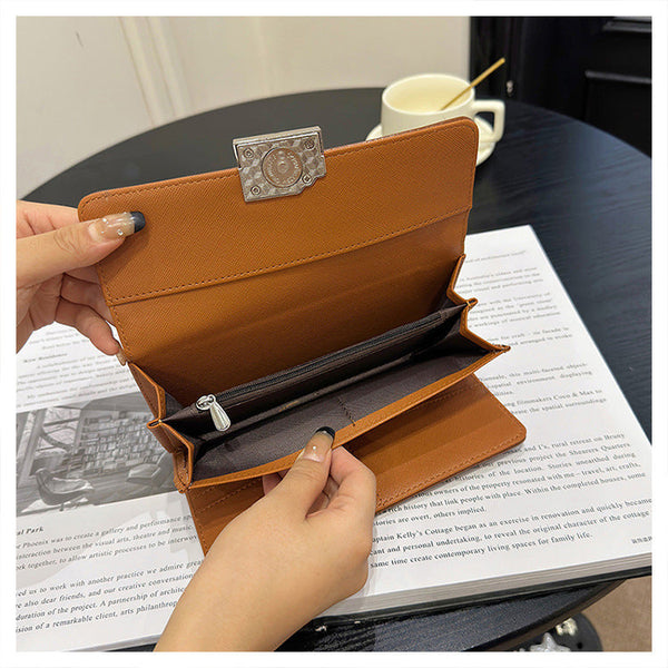 Black Elegant Women's Rfid Blocking Long Wallet Pu Leather Clutch Purse With Clasp Wallets