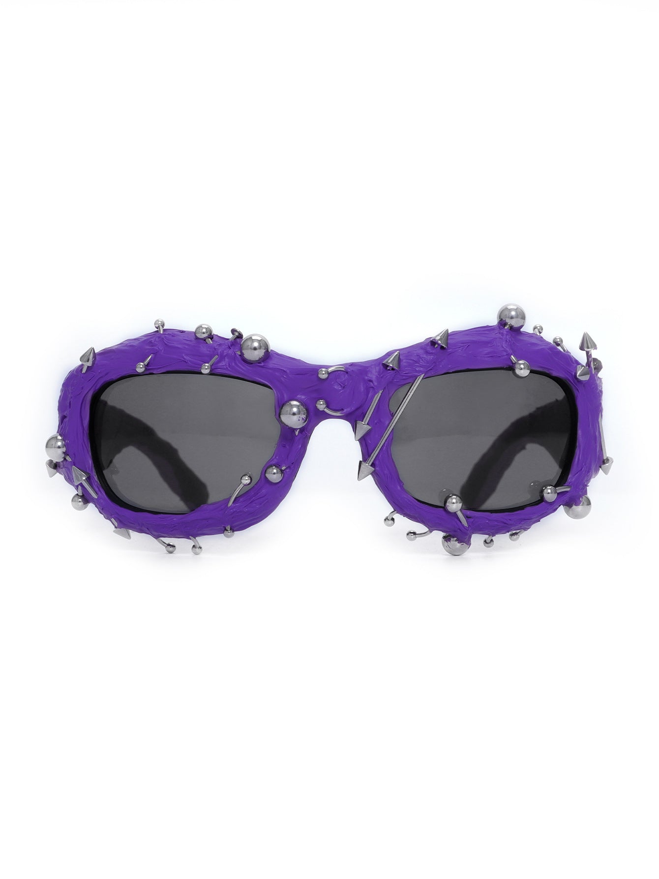 Purple Edgy Punk Rock Spiked Statement Goth Studded Eyewear Sunglasses