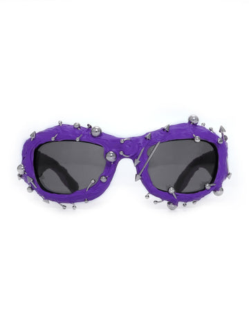 Purple Edgy Punk Rock Spiked Statement Goth Studded Eyewear Sunglasses