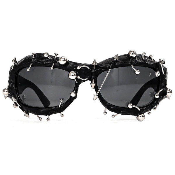 Purple Edgy Punk Rock Spiked Statement Goth Studded Eyewear Sunglasses