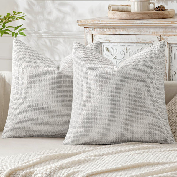 Light Grey Plush Cushion Covers