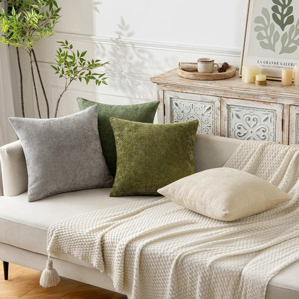 Light Grey Plush Cushion Covers