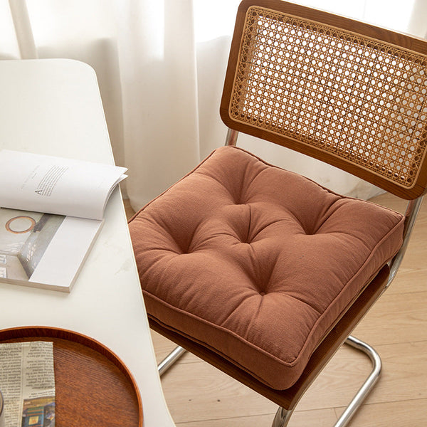 Orange Soft And Thick Seat Cushion Cotton Linen Blend Chair Pad With Ties 43X43cm Cushions & Decorative Pillows