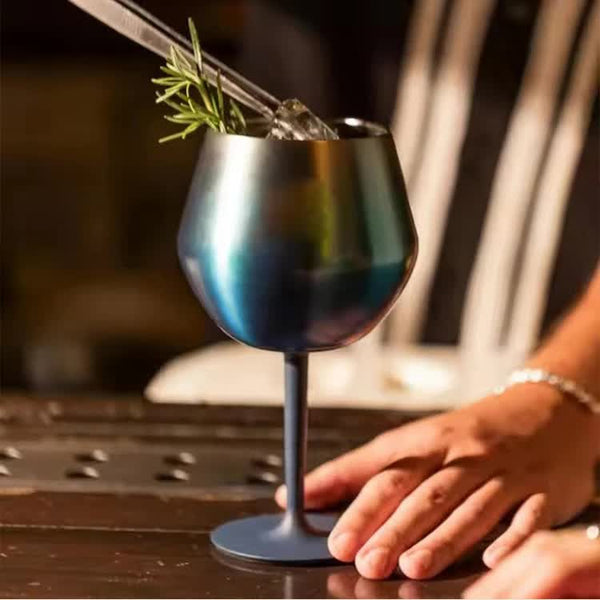 2 Pcs Black Detachable Stainless Steel Wine Glass 14Oz (420Ml) Portable Stemmed Goblet For Outdoors & Travel Wine & Champagne Glasses