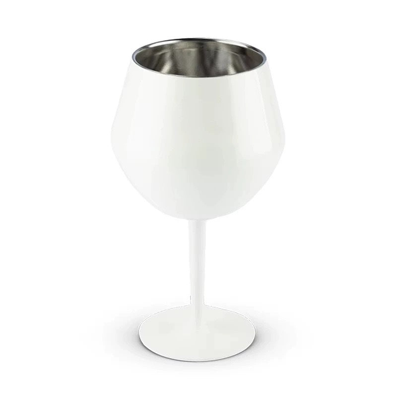 2 Pcs White Detachable Stainless Steel Wine Glass 14Oz (420Ml) Portable Stemmed Goblet For Outdoors & Travel Wine & Champagne Glasses