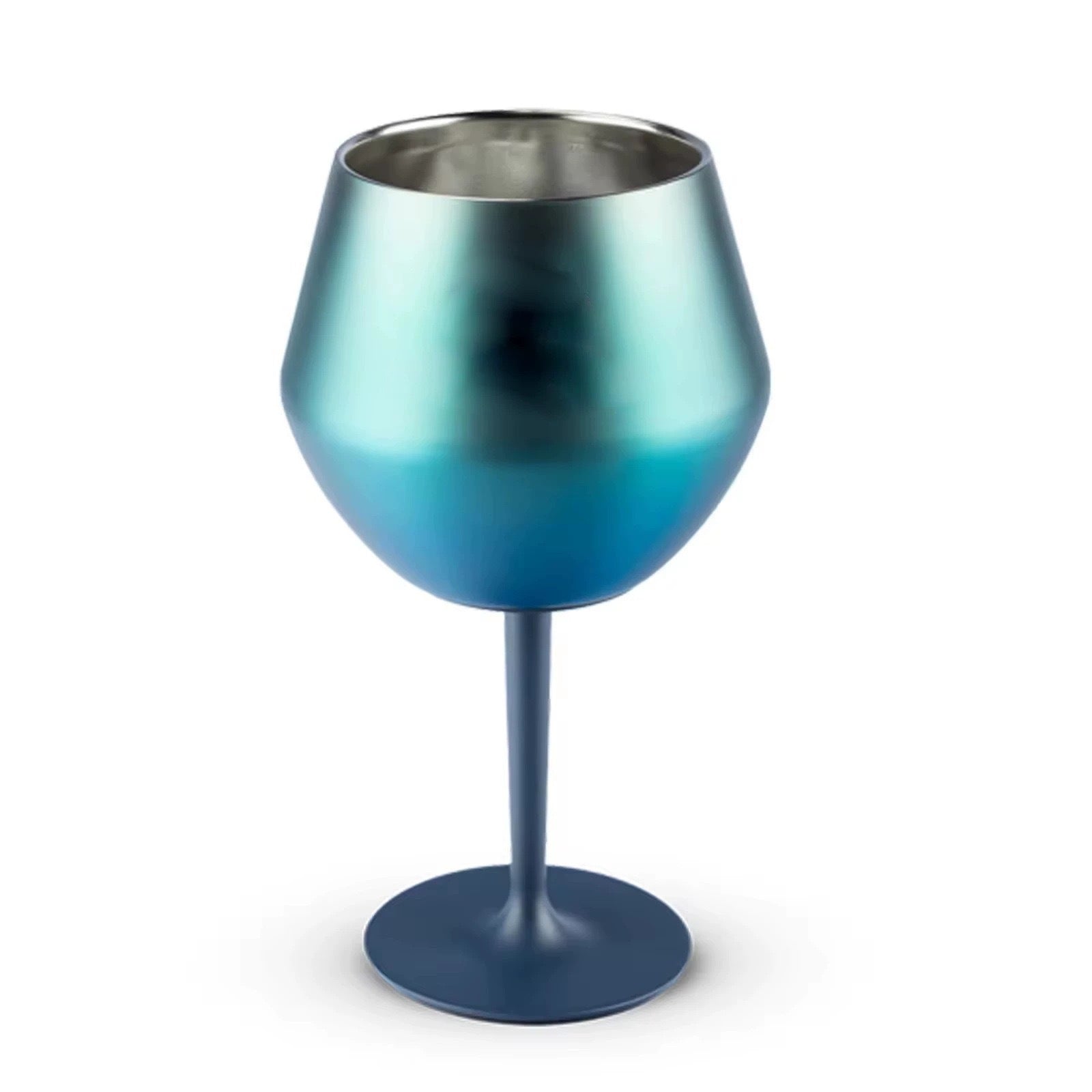 2 Pcs Blue Detachable Stainless Steel Wine Glass 14Oz (420Ml) Portable Stemmed Goblet For Outdoors & Travel Wine & Champagne Glasses