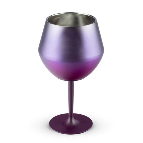 2 Pcs Purple Detachable Stainless Steel Wine Glass 14Oz (420Ml) Portable Stemmed Goblet For Outdoors & Travel Wine & Champagne Glasses