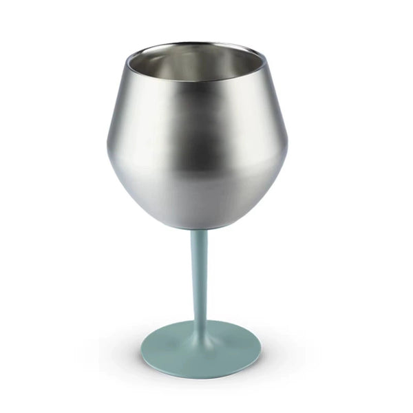 2 Pcs Green And Silver Detachable Stainless Steel Wine Glass 14Oz (420Ml) Portable Stemmed Goblet For Outdoors & Travel Wine & Champagne Glasses