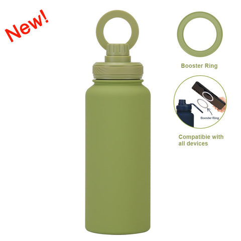 Matcha Green 1L Stainless Steel Water Bottle With Magnetic Phone Holder Lid Portable Hydration & Hands Free Stand Water Bottles & Vacuum Flasks