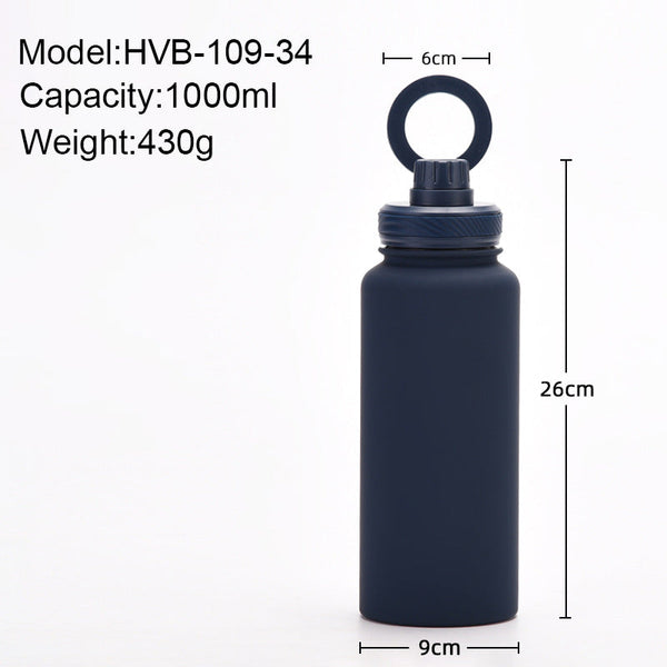 Light Pink 1L Stainless Steel Water Bottle With Magnetic Phone Holder Lid Portable Hydration & Hands Free Stand Vacuum Flasks & Mugs