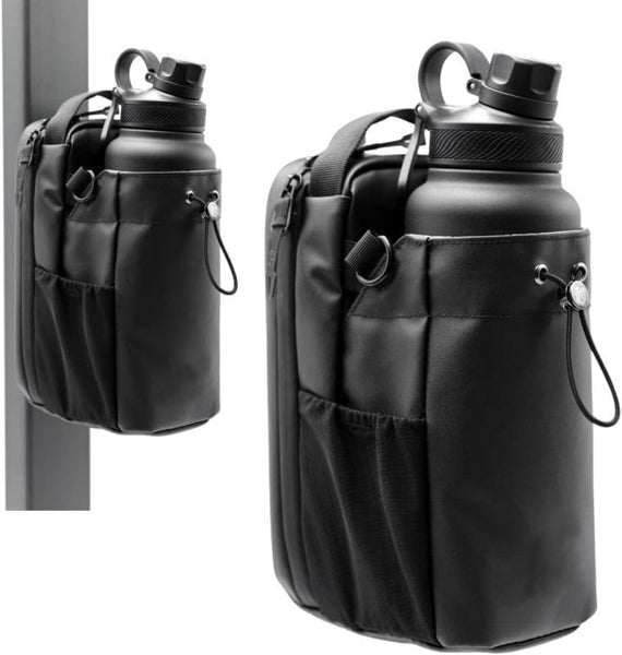 Black Magnetic Gym Water Bottle Holder Bag Crossbody Sling Pouch For Essentials Water Carriers & Jerrycans