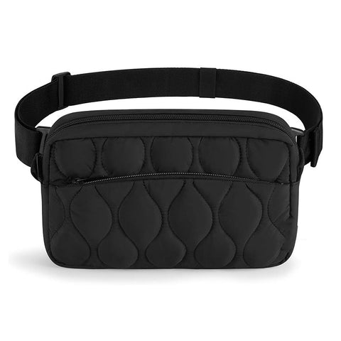 Black Stylish Quilted Belt Bag Lightweight Nylon Crossbody Fanny Pack Women's Bags & Handbags