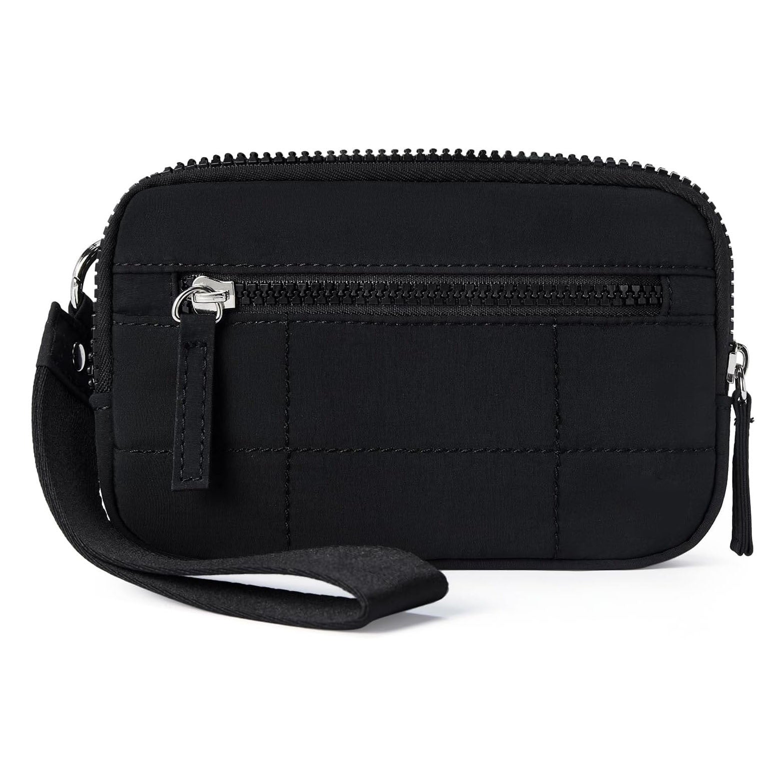Black Rfid Blocking Nylon Wristlet Clutch Wallet Compact Waterproof Pouch With Card Slots & Id Window Wallets