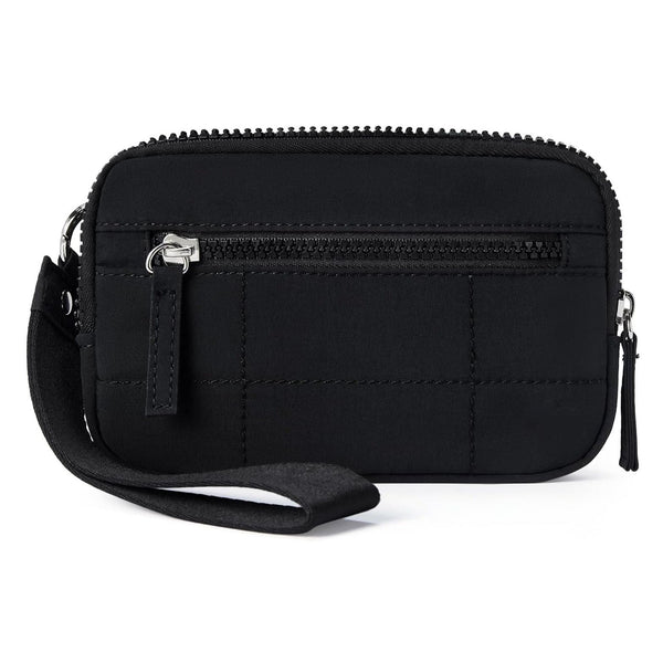 Black Rfid Blocking Nylon Wristlet Clutch Wallet Compact Waterproof Pouch With Card Slots & Id Window Wallets