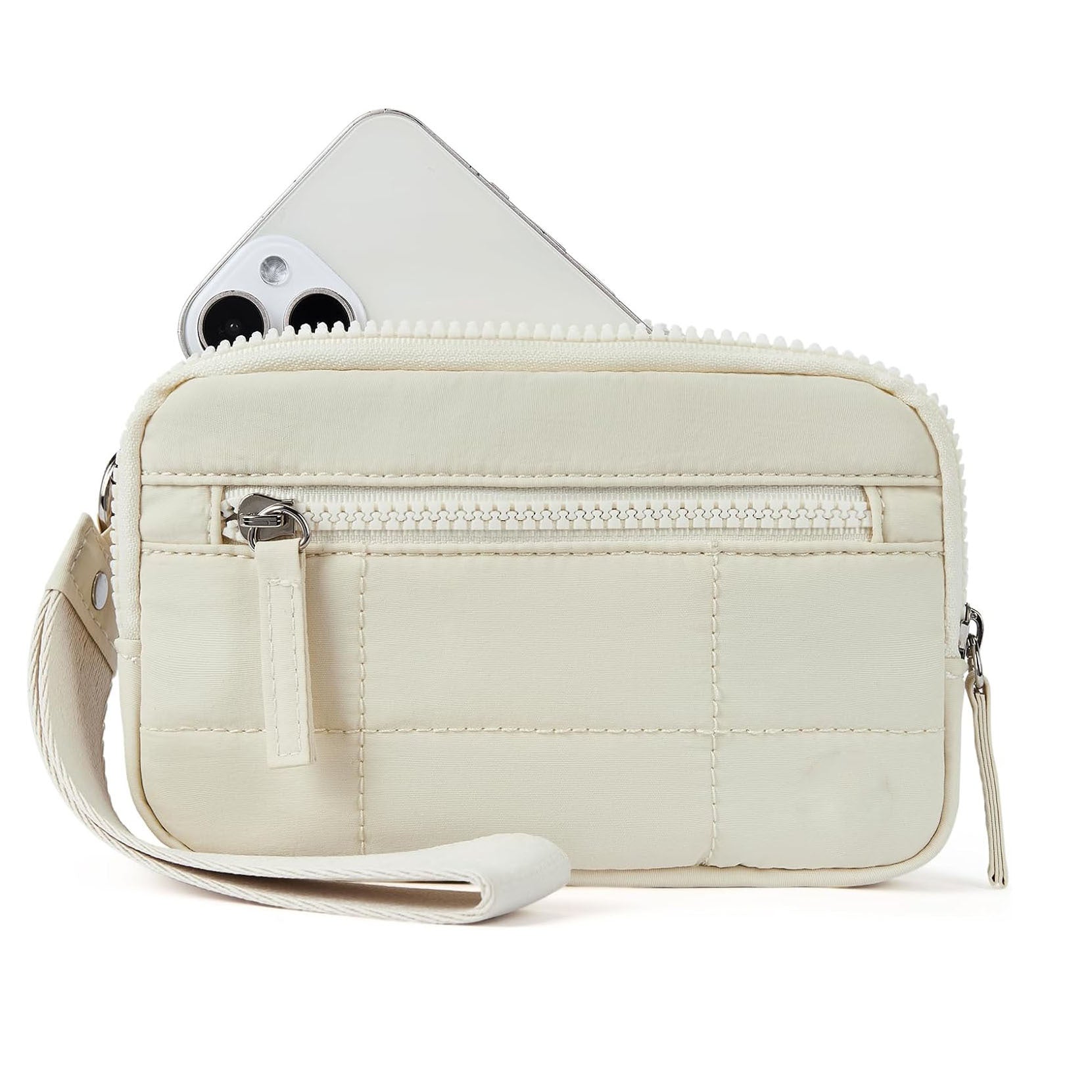 Elosung Beige Rfid Blocking Nylon Wristlet Clutch Wallet Compact Waterproof Pouch With Card Slots & Id Window Wallets