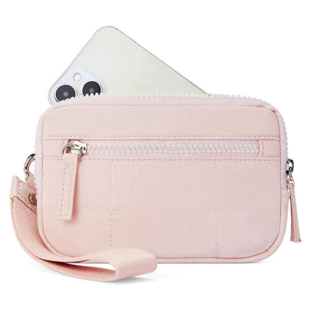 Pink Rfid Blocking Nylon Wristlet Clutch Wallet Compact Waterproof Pouch With Card Slots & Id Window Wallets