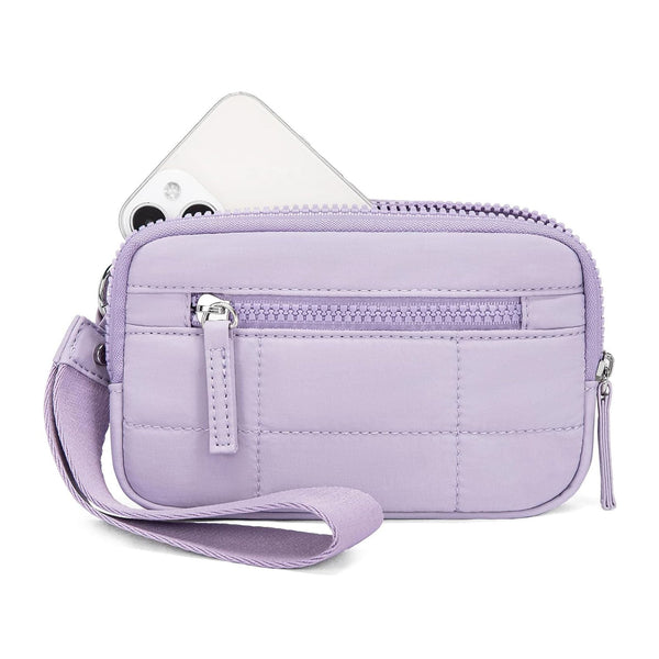 Purple Rfid Blocking Nylon Wristlet Clutch Wallet Compact Waterproof Pouch With Card Slots & Id Window Wallets