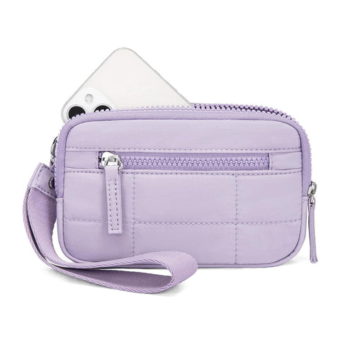 Purple Rfid Blocking Nylon Wristlet Clutch Wallet Compact Waterproof Pouch With Card Slots & Id Window Wallets
