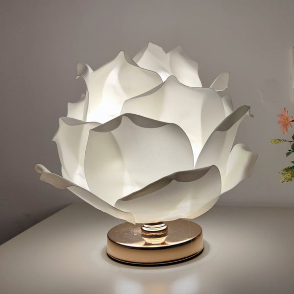White Elegant Lotus Flower Table Lamp Decorative Bedside Night Light For Bedroom Ambiance Night Lights