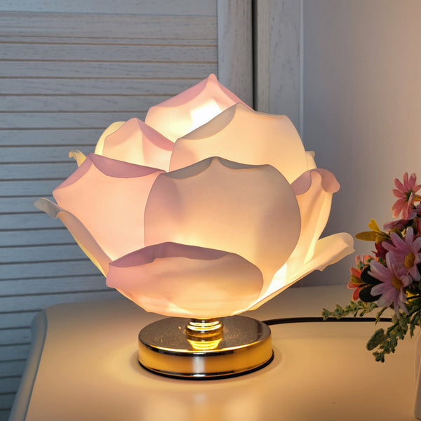 Pink Elegant Lotus Flower Table Lamp Decorative Bedside Night Light For Bedroom Ambiance Night Lights