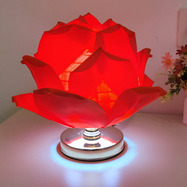 Red Elegant Lotus Flower Table Lamp Decorative Bedside Night Light For Bedroom Ambiance Night Lights