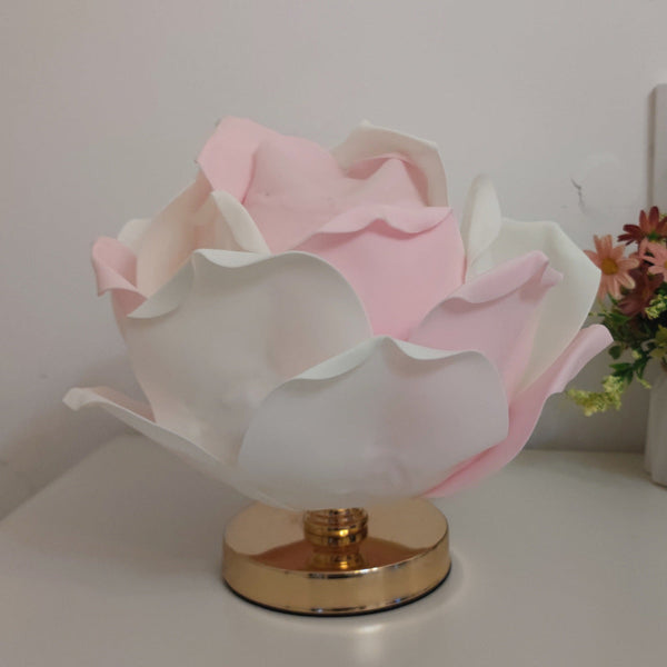Pink And White Elegant Lotus Flower Table Lamp Decorative Bedside Night Light For Bedroom Ambiance Night Lights