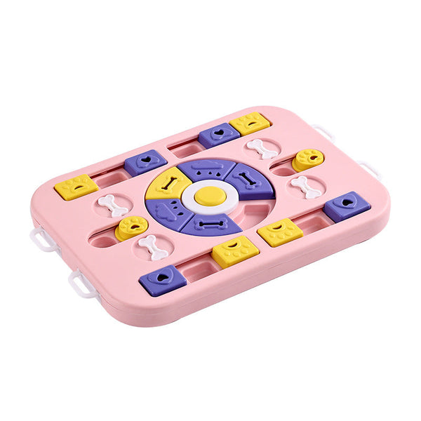 Pink Advanced Interactive Dog Puzzle Toy Multi Mechanism Treat Dispensing Slow Feeder For Mental Enrichment Dog Toys