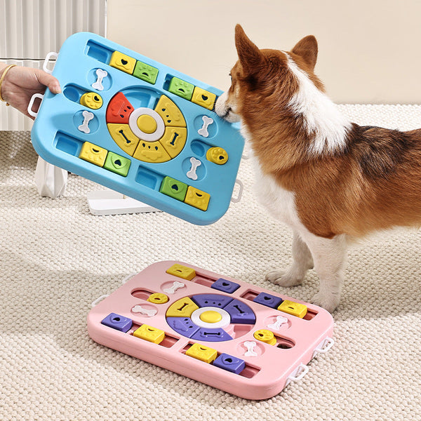 Pink Advanced Interactive Dog Puzzle Toy Multi Mechanism Treat Dispensing Slow Feeder For Mental Enrichment Dog Toys