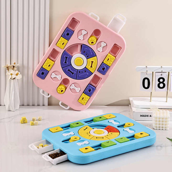 Pink Advanced Interactive Dog Puzzle Toy Multi Mechanism Treat Dispensing Slow Feeder For Mental Enrichment Dog Toys