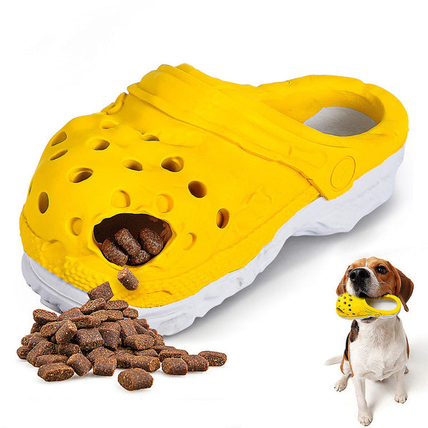 Size Yellow Tough Slipper Dog Chew Toy Natural Rubber Treat Dispenser Teeth Cleaner Interactive Play Boredom Relief Dog Toys