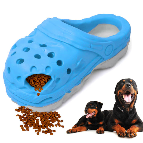 Size L Blue Tough Slipper Dog Chew Toy Natural Rubber Treat Dispenser Teeth Cleaner For Interactive Play Boredom Relief Dog Toys