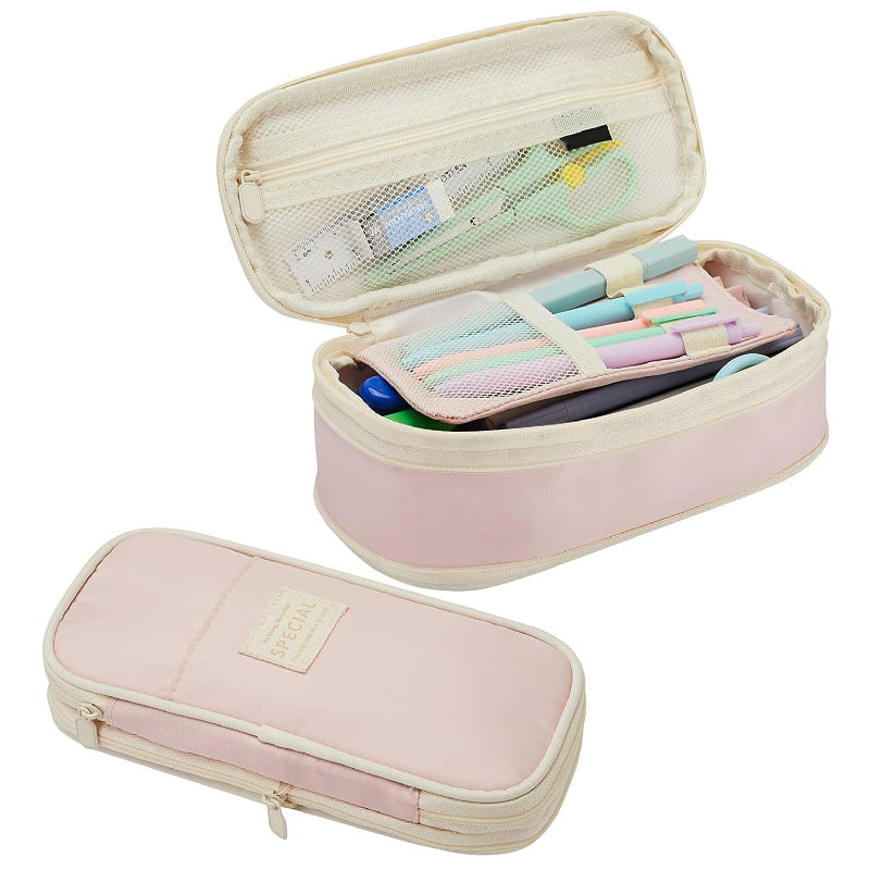 Pink Large Capacity Expandable Pencil Case Multi Compartment Student Stationery Pouch (Only With Case) Pencil Cases