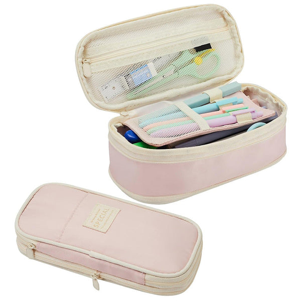 Pink Large Capacity Expandable Pencil Case Multi Compartment Student Stationery Pouch (Only With Case) Pencil Cases